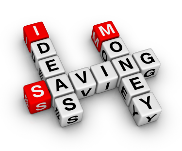 Lettered dice forming words "ideas", "savings", and "money" with the first letter of each word as a red die with white letters and the rest as white dice with black letters - Smart Saving Tips for Every Stage of Life